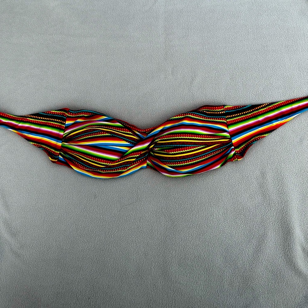 Rainbow bandeau swim top